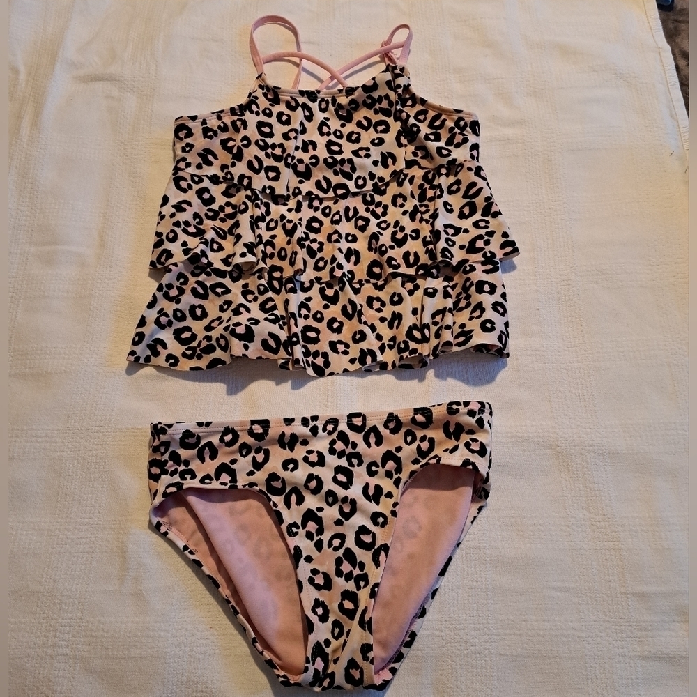 Justice girls size 14 2 piece animal print swim suit